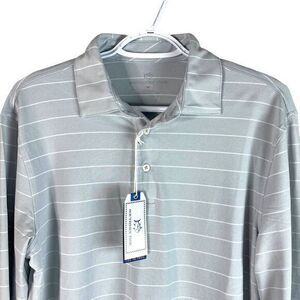 NEW Southern Tide Ryder Performance Polo Mens M Heather Gray Bartlett‎ Stripe